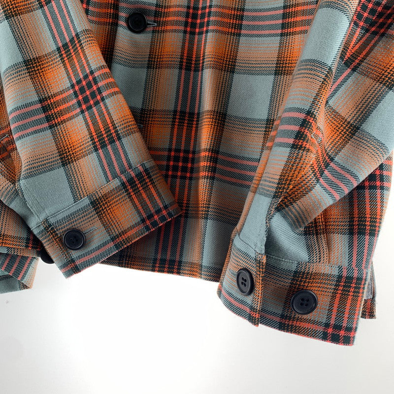 【中古品】【メンズ】 FACETASM ファセッタズム MKS-SH-M08 CHECK ZIPPER SHIRT チェックジッパーシャツ ORANGE×BLUE 長袖シャツ ※右横腹部分にシミあり 140-261022-io-06-fuzh カラー：オレンジ×ブルー 万代Net店