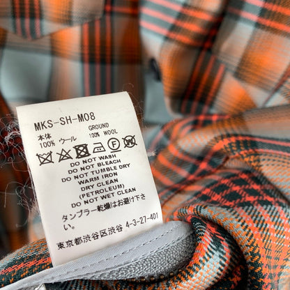【中古品】【メンズ】 FACETASM ファセッタズム MKS-SH-M08 CHECK ZIPPER SHIRT チェックジッパーシャツ ORANGE×BLUE 長袖シャツ ※右横腹部分にシミあり 140-261022-io-06-fuzh カラー：オレンジ×ブルー 万代Net店