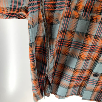 【中古品】【メンズ】 FACETASM ファセッタズム MKS-SH-M08 CHECK ZIPPER SHIRT チェックジッパーシャツ ORANGE×BLUE 長袖シャツ ※右横腹部分にシミあり 140-261022-io-06-fuzh カラー：オレンジ×ブルー 万代Net店