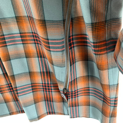 【中古品】【メンズ】 FACETASM ファセッタズム MKS-SH-M08 CHECK ZIPPER SHIRT チェックジッパーシャツ ORANGE×BLUE 長袖シャツ ※右横腹部分にシミあり 140-261022-io-06-fuzh カラー：オレンジ×ブルー 万代Net店