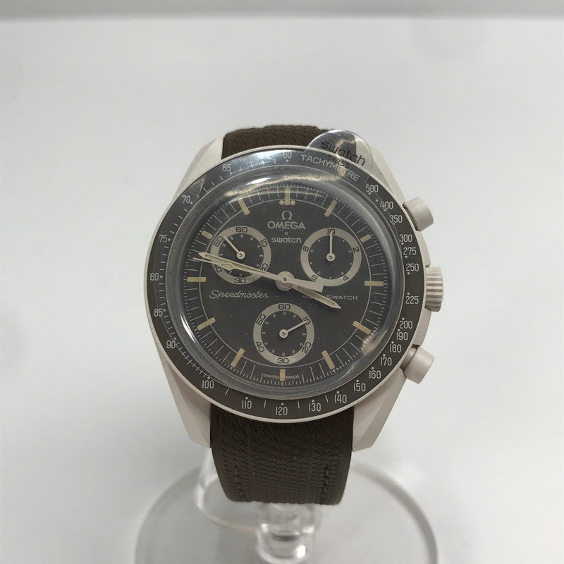 【中古品】【メンズ】 OMEGA オメガ×SWATCH スウォッチ MISSION TO SATURN カラーBROWN 替ベルト 箱付属 腕時計 197-261027-ky-06-fuzh 万代Net店