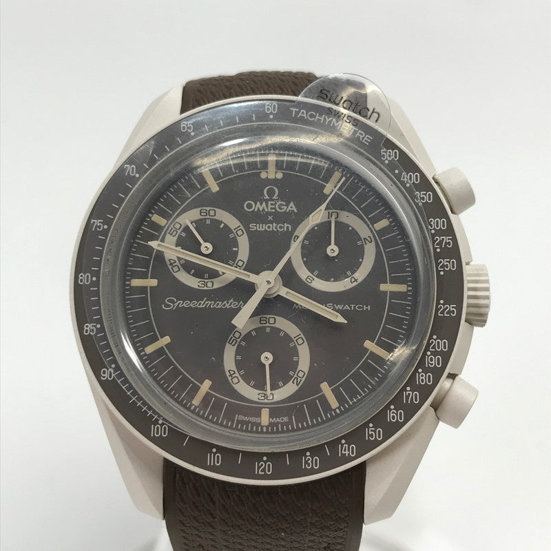 【中古品】【メンズ】 OMEGA オメガ×SWATCH スウォッチ MISSION TO SATURN カラーBROWN 替ベルト 箱付属 腕時計 197-261027-ky-06-fuzh 万代Net店