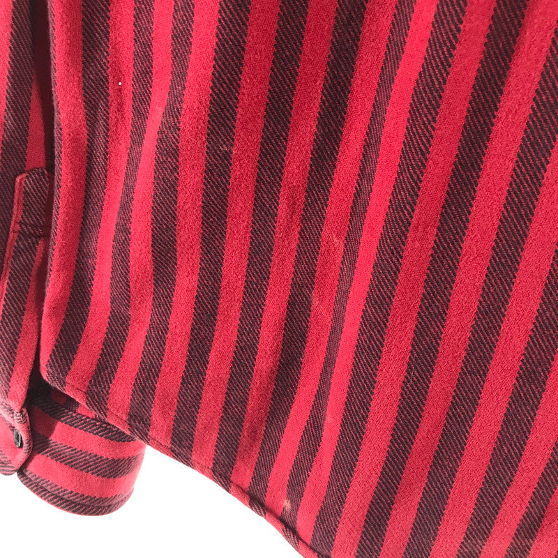 【中古品】【メンズ】 SUPREME シュプリーム STRIPE HEAVYWEIGHT FLANNEL SHIRT ストライプ柄 長袖シャツ カラー RED/SIZE:M　 149-261023-ky-02-fuzh 万代Net店