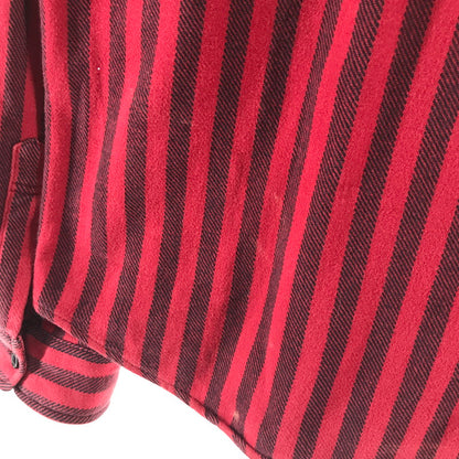 【中古品】【メンズ】 SUPREME シュプリーム STRIPE HEAVYWEIGHT FLANNEL SHIRT ストライプ柄 長袖シャツ カラー RED/SIZE:M　 149-261023-ky-02-fuzh 万代Net店