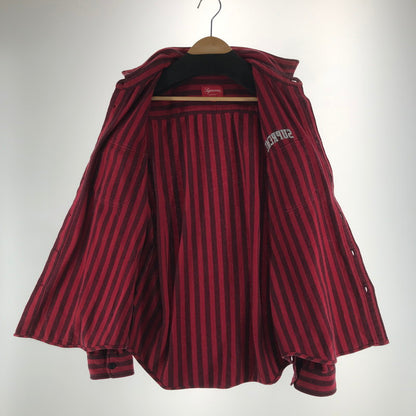 【中古品】【メンズ】 SUPREME シュプリーム STRIPE HEAVYWEIGHT FLANNEL SHIRT ストライプ柄 長袖シャツ カラー RED/SIZE:M　 149-261023-ky-02-fuzh 万代Net店