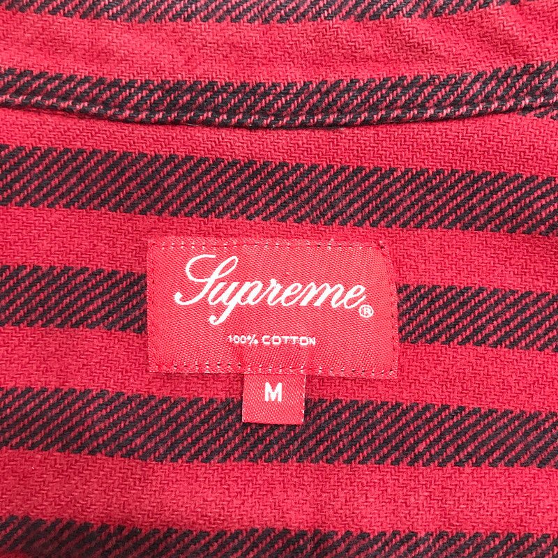 【中古品】【メンズ】 SUPREME シュプリーム STRIPE HEAVYWEIGHT FLANNEL SHIRT ストライプ柄 長袖シャツ カラー RED/SIZE:M　 149-261023-ky-02-fuzh 万代Net店