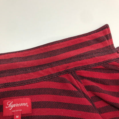 【中古品】【メンズ】 SUPREME シュプリーム STRIPE HEAVYWEIGHT FLANNEL SHIRT ストライプ柄 長袖シャツ カラー RED/SIZE:M　 149-261023-ky-02-fuzh 万代Net店