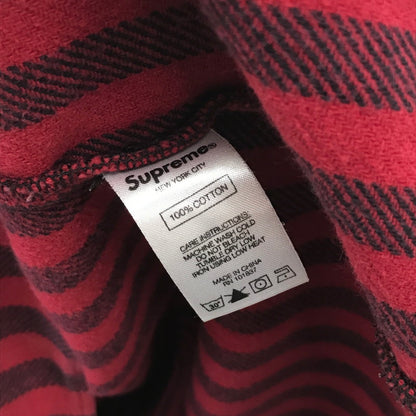【中古品】【メンズ】 SUPREME シュプリーム STRIPE HEAVYWEIGHT FLANNEL SHIRT ストライプ柄 長袖シャツ カラー RED/SIZE:M　 149-261023-ky-02-fuzh 万代Net店