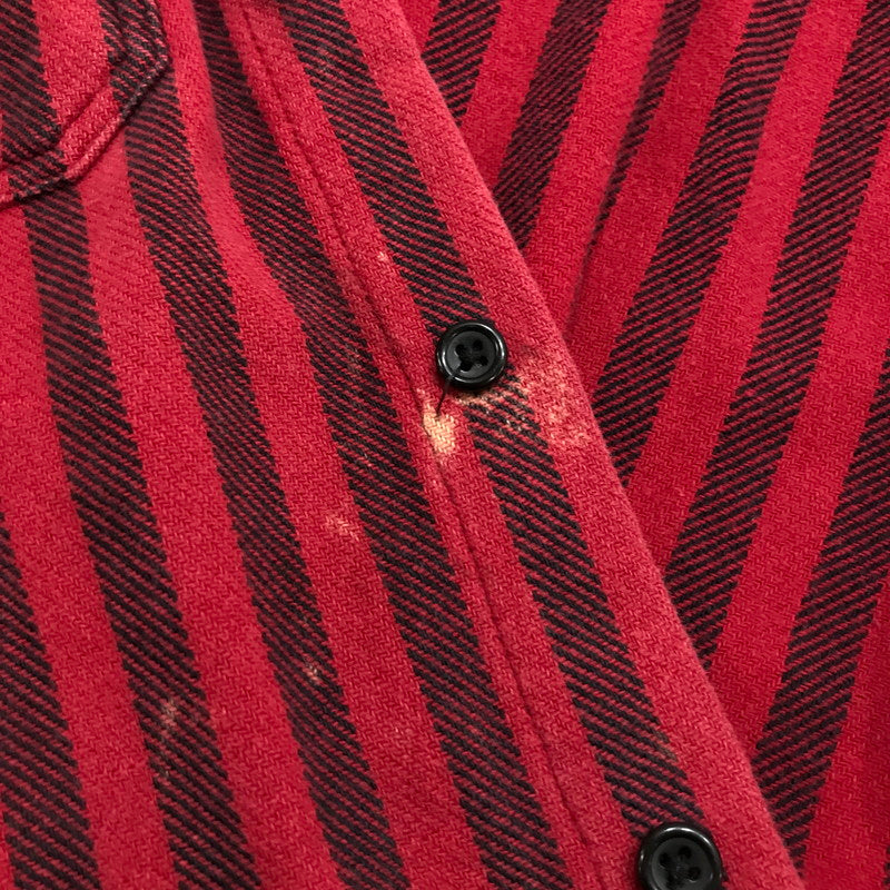 【中古品】【メンズ】 SUPREME シュプリーム STRIPE HEAVYWEIGHT FLANNEL SHIRT ストライプ柄 長袖シャツ カラー RED/SIZE:M　 149-261023-ky-02-fuzh 万代Net店