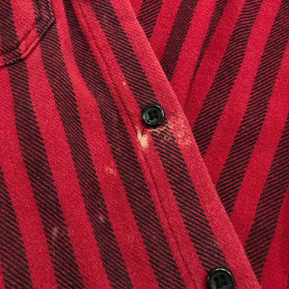 【中古品】【メンズ】 SUPREME シュプリーム STRIPE HEAVYWEIGHT FLANNEL SHIRT ストライプ柄 長袖シャツ カラー RED/SIZE:M　 149-261023-ky-02-fuzh 万代Net店