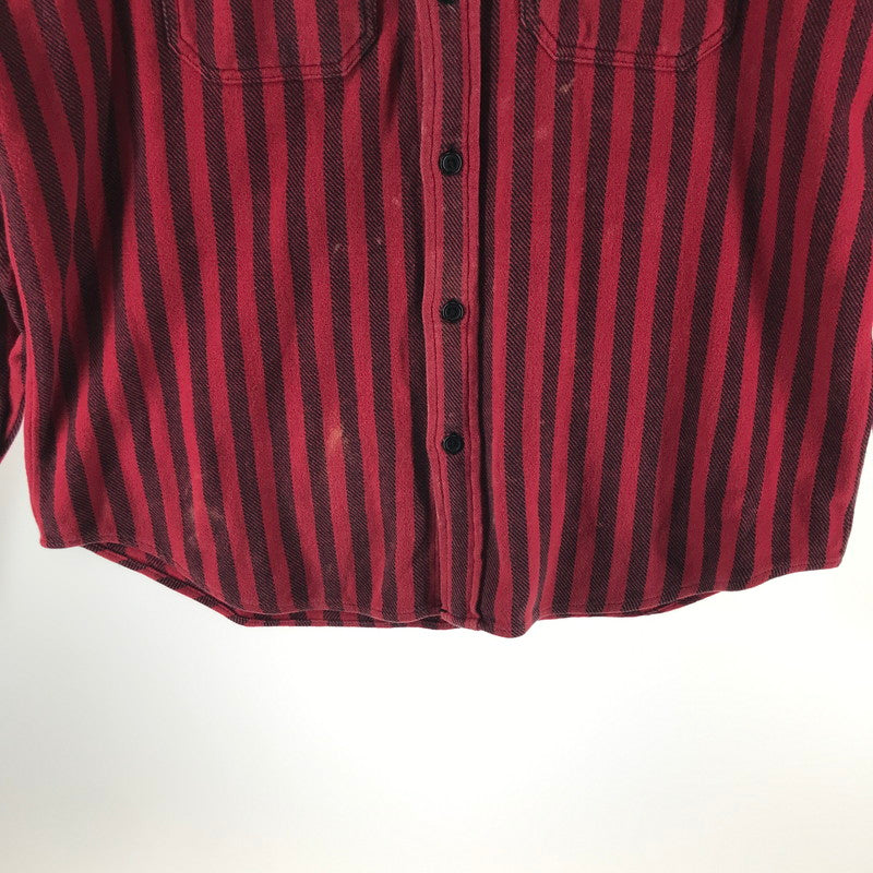 【中古品】【メンズ】 SUPREME シュプリーム STRIPE HEAVYWEIGHT FLANNEL SHIRT ストライプ柄 長袖シャツ カラー RED/SIZE:M　 149-261023-ky-02-fuzh 万代Net店