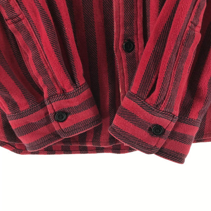 【中古品】【メンズ】 SUPREME シュプリーム STRIPE HEAVYWEIGHT FLANNEL SHIRT ストライプ柄 長袖シャツ カラー RED/SIZE:M　 149-261023-ky-02-fuzh 万代Net店