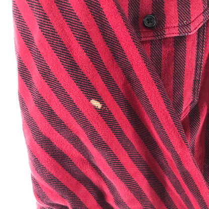 【中古品】【メンズ】 SUPREME シュプリーム STRIPE HEAVYWEIGHT FLANNEL SHIRT ストライプ柄 長袖シャツ カラー RED/SIZE:M　 149-261023-ky-02-fuzh 万代Net店