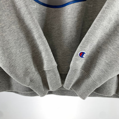 【中古品】【メンズ】 SUPREME シュプリーム×CHAMPION チャンピオン CHROME CREWNECK SWEATSHIRT クルーネック スウェットシャツ トレーナー GRAY ※汚れ・プリント一部剥がれあり 149-261024-io-03-fuzh サイズ：S カラー：グレー 万代Net店