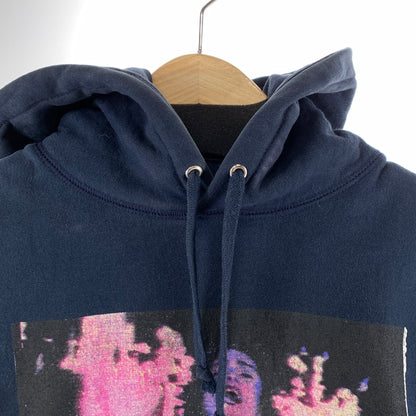 【中古品】【メンズ】 SUPREME シュプリーム BURNING CROSSES PULLOVER プルオーバー パーカー フーディー NAVY ※小さな穴・汚れ・使用感あり 149-261024-io-10-fuzh サイズ：S カラー：ネイビー 万代Net店