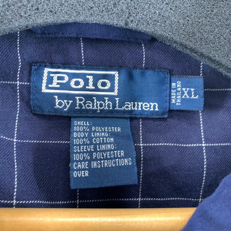 【中古品】【メンズ】 POLO BY RALPH LAUREN ポロバイラルフローレン スイングトップ ハリントンジャケット NAVY ワンポイント.チェック ※汚れあり 145-261024-io-06-fuzh サイズ：XL カラー：ネイビー 万代Net店