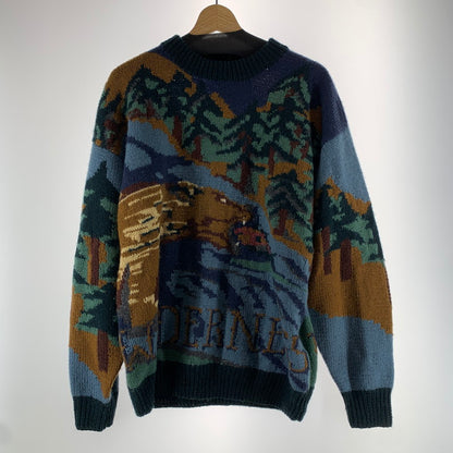 【中古品】【メンズ】 WILLIS＆GEIGER ウィリス アンド ガイガー ANIMAL KNIT SWEATER アニマル ニットセーター NAVY アニマル総柄 90S 145-261025-io-10-fuzh カラー：ネイビー 万代Net店