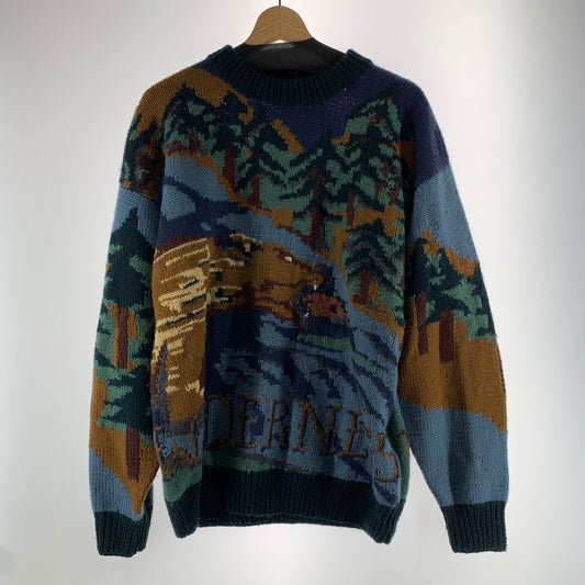 【中古品】【メンズ】 WILLIS＆GEIGER ウィリス アンド ガイガー ANIMAL KNIT SWEATER アニマル ニットセーター NAVY アニマル総柄 90S 145-261025-io-10-fuzh カラー：ネイビー 万代Net店