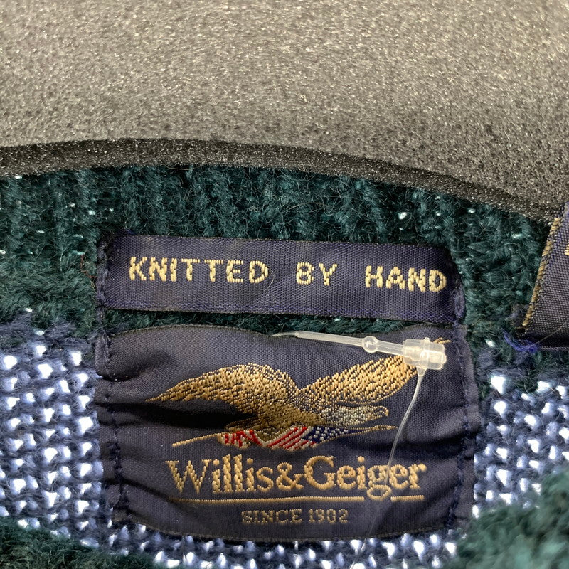 【中古品】【メンズ】 WILLIS＆GEIGER ウィリス アンド ガイガー ANIMAL KNIT SWEATER アニマル ニットセーター NAVY アニマル総柄 90S 145-261025-io-10-fuzh カラー：ネイビー 万代Net店