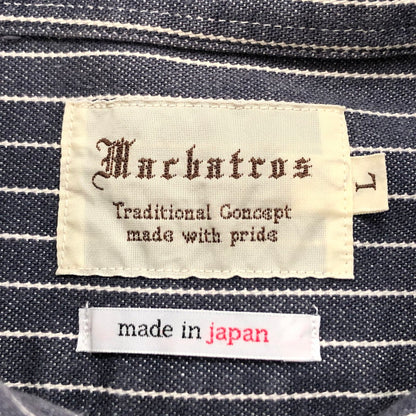 【中古品】【メンズ】  MACBATROS マクバトロス 羽衣シャツ カジュアルシャツ 長袖 トップス 145-240422-hn-05-fur サイズ：L カラー：ネイビー系 万代Net店