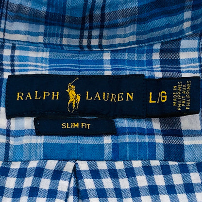 【中古品】【メンズ】 POLO RALPH LAUREN ポロ・ラルフローレン シャツ カジュアルシャツ 長袖 トップス 146-240527-hn-04-fur サイズ：L カラー：ブルー 万代Net店