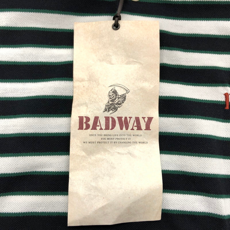 【中古美品】【メンズ】 BADWAY バッドウェイ ボーダー ポロシャツ 半袖 トップス 142-240520-hn-04-fur サイズ：M カラー：グリーン/ブラック系 万代Net店