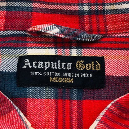 【中古品】【メンズ】 ACAPULCO GOLD アカプルコゴールド チェックシャツ カジュアルシャツ 長袖 トップス 145-240621-hn-04-fur サイズ：M カラー：レッド/ネイビー系 万代Net店