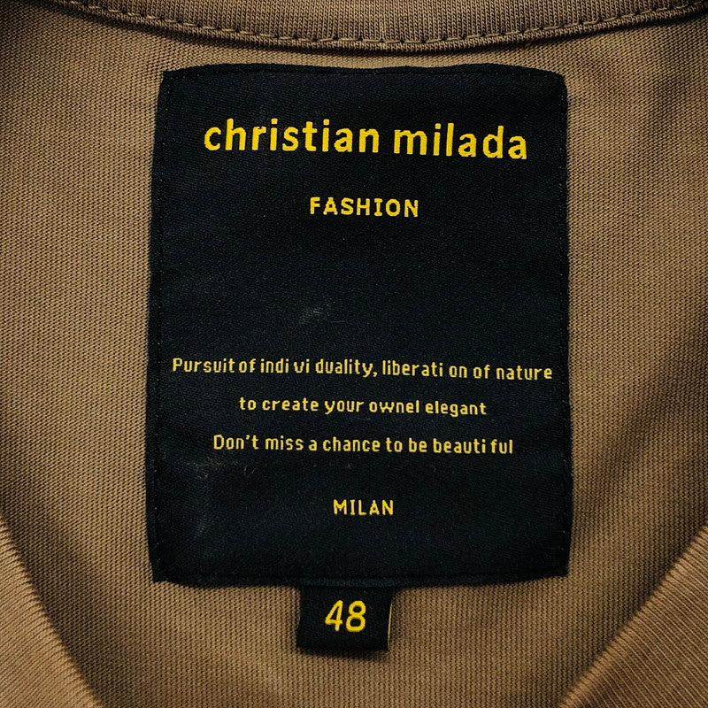 【中古美品】【メンズ】 CHRISTIAN MILADA クリスチャンミラダ 半袖シャツ ティーシャツ トップス 148-240527-hn-01-fur サイズ：48 カラー：ブラウン系 万代Net店