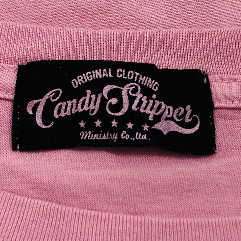 【中古美品】【レディース】 CANDY STRIPPER キャンディストリッパー ビッグTシャツ 半袖 トップス 170-240801-hn-05-fur サイズ：2 カラー：ピンク系 万代Net店