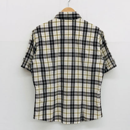 【中古品】【メンズ】 BURBERRY BLACK LABEL バーバリーブラックレーベル チェック柄シャツ カジュアルシャツ 半袖 トップス 141-240722-hn-07-fur サイズ：2 カラー：グレー/イエロー系 万代Net店