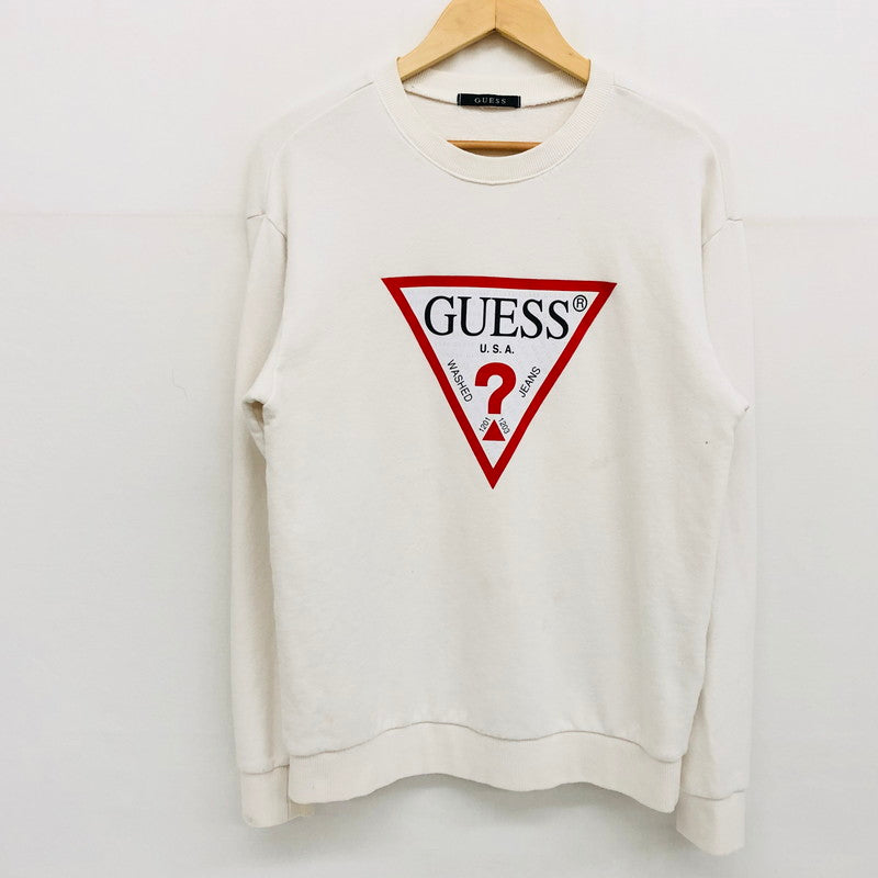 【中古品】【メンズ/レディース】 Guess ゲス スウェット トレーナー 長袖 トップス 141-240726-hn-01-fur サイズ：S カラー：ホワイト 万代Net店