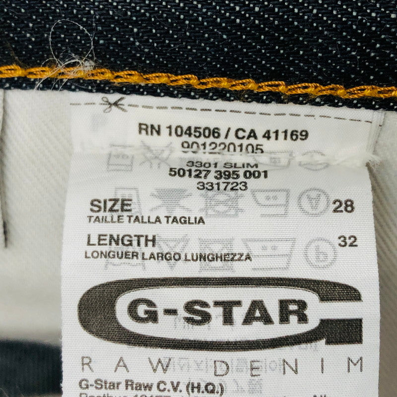 【中古品】【メンズ】 G-STAR RAW ジースター・ロゥ Slim Jeans 3301SLIM スリムジーンズ デニムパンツ ボトムス 141-240815-hn-03-fur サイズ：28 カラー：インディゴ 万代Net店