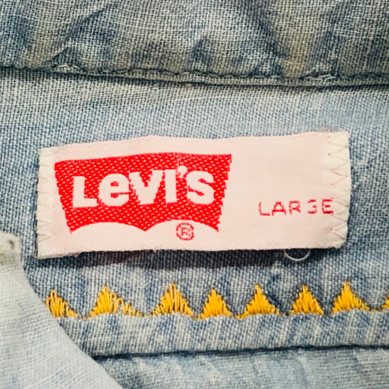 【ジャンク品】【メンズ】 Levi's リーバイス 70's 刺繍デニムシャツ カジュアルシャツ 長袖 トップス 147-240904-hn-06-fur サイズ：L カラー：ブルー 万代Net店