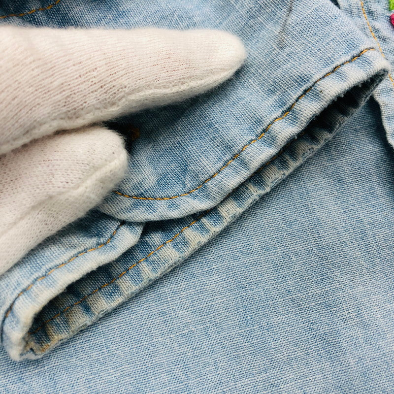 【ジャンク品】【メンズ】 Levi's リーバイス 70's 刺繍デニムシャツ カジュアルシャツ 長袖 トップス 147-240904-hn-06-fur サイズ：L カラー：ブルー 万代Net店