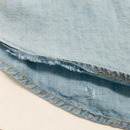 【ジャンク品】【メンズ】 Levi's リーバイス 70's 刺繍デニムシャツ カジュアルシャツ 長袖 トップス 147-240904-hn-06-fur サイズ：L カラー：ブルー 万代Net店