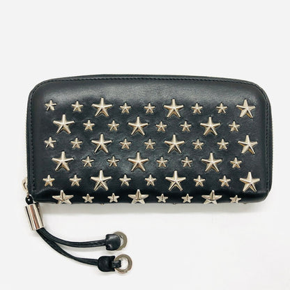 【中古品】【レディース】 JIMMY CHOO ジミーチュウ スタースタッズ ラウンドファスナーウォレット 長財布 財布 181-240913-hn-07-fur カラー：ブラック/シルバー 万代Net店