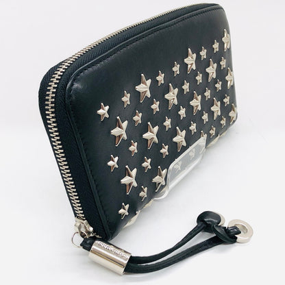 【中古品】【レディース】 JIMMY CHOO ジミーチュウ スタースタッズ ラウンドファスナーウォレット 長財布 財布 181-240913-hn-07-fur カラー：ブラック/シルバー 万代Net店