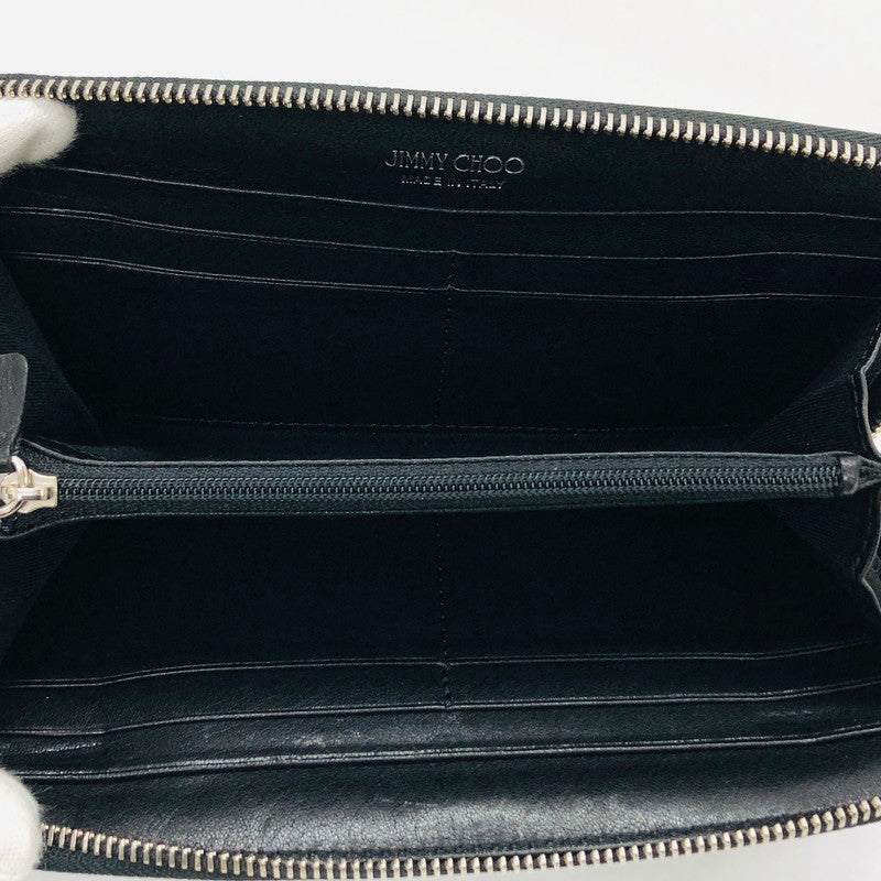 【中古品】【レディース】 JIMMY CHOO ジミーチュウ スタースタッズ ラウンドファスナーウォレット 長財布 財布 181-240913-hn-07-fur カラー：ブラック/シルバー 万代Net店