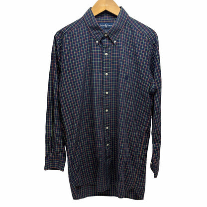 【中古品】【メンズ】 RALPH LAUREN ラルフローレン 90S PONY EMBROIDERY BLAKE LS BD CHECK SHIRT ブレイク 長袖 シャツ 146-260520-yt-02-fur サイズ：XL カラー：ネイビー 万代Net店