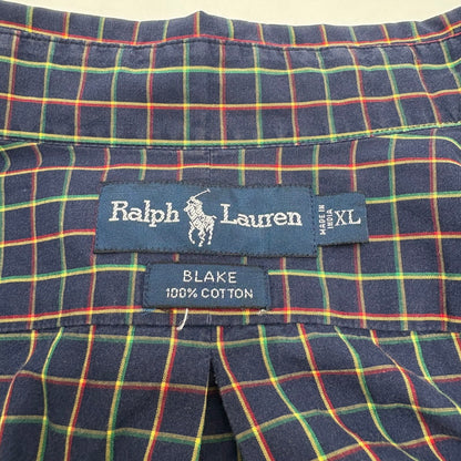 【中古品】【メンズ】 RALPH LAUREN ラルフローレン 90S PONY EMBROIDERY BLAKE LS BD CHECK SHIRT ブレイク 長袖 シャツ 146-260520-yt-02-fur サイズ：XL カラー：ネイビー 万代Net店