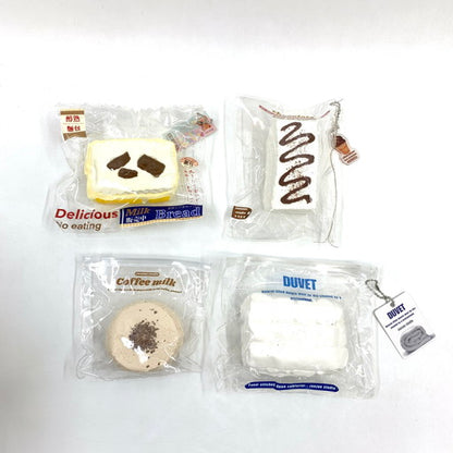 【現状渡し品】 スクイーズ ふとん/Bread/コーヒーミルク/チョコレートアイスクリーム 4点セット 038-260930-mo-04-fur 万代Net店
