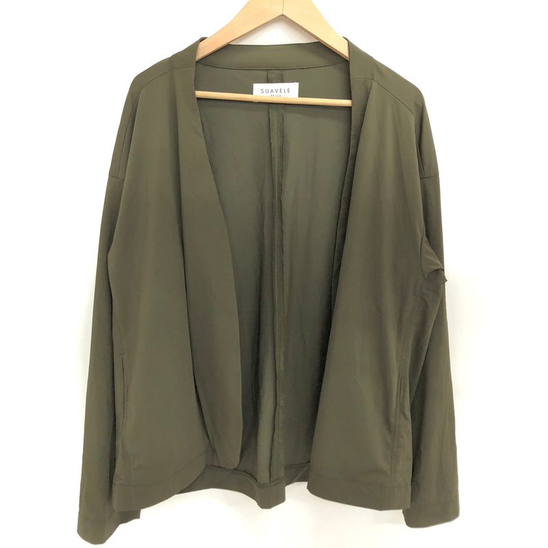 【中古品】【メンズ】 SUAVELE シュアーヴル COLLARLESS JACKET RX-0069 カラーレスジャケット アウター 147-260930-hn-03-fur サイズ：2 カラー：オリーブ 万代Net店