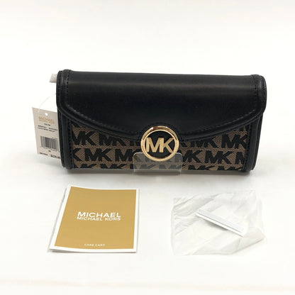 【中古美品】【レディース】 MICHAEL KORS マイケルコース FULTON LG FLP CNTNTL WALLET 35F9GFTE3J フルトン ラージ フラップ コンチネンタル ウォレット 長財布 財布 200-260930-hn-06-fur カラー：ベージュ/ブラック 万代Net店