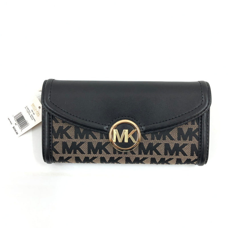 【中古美品】【レディース】 MICHAEL KORS マイケルコース FULTON LG FLP CNTNTL WALLET 35F9GFTE3J フルトン ラージ フラップ コンチネンタル ウォレット 長財布 財布 200-260930-hn-06-fur カラー：ベージュ/ブラック 万代Net店