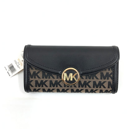 【中古美品】【レディース】 MICHAEL KORS マイケルコース FULTON LG FLP CNTNTL WALLET 35F9GFTE3J フルトン ラージ フラップ コンチネンタル ウォレット 長財布 財布 200-260930-hn-06-fur カラー：ベージュ/ブラック 万代Net店