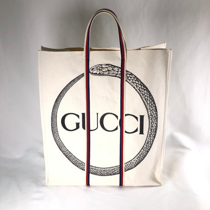 【中古品】【メンズ】 GUCCI 484690 グッチ ウロボロス ロゴ キャンバス トートバッグ カバン ビックバック 180-260612-sm-01-otoh カラー：ベージュ 万代Net店