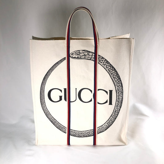 【中古品】【メンズ】 GUCCI 484690 グッチ ウロボロス ロゴ キャンバス トートバッグ カバン ビックバック 180-260612-sm-01-otoh カラー：ベージュ 万代Net店