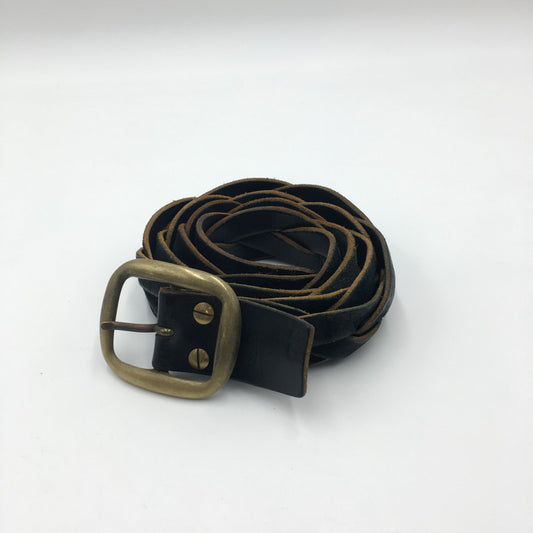 【中古品】【メンズ】  UNKNOWN USED LEATHER BRAID BELT ユーズド レザー ブレードベルト 服飾雑貨 アクセサリー 編み込み 205-241023-kk-45-tei サイズ：02 カラー：ブラック 万代Net店