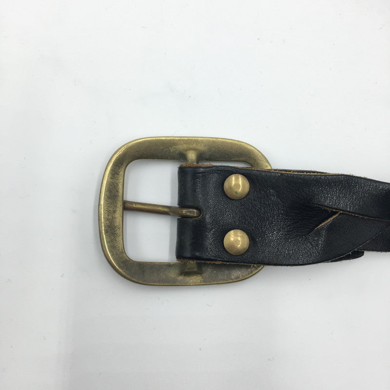 【中古品】【メンズ】  UNKNOWN USED LEATHER BRAID BELT ユーズド レザー ブレードベルト 服飾雑貨 アクセサリー 編み込み 205-241023-kk-45-tei サイズ：02 カラー：ブラック 万代Net店