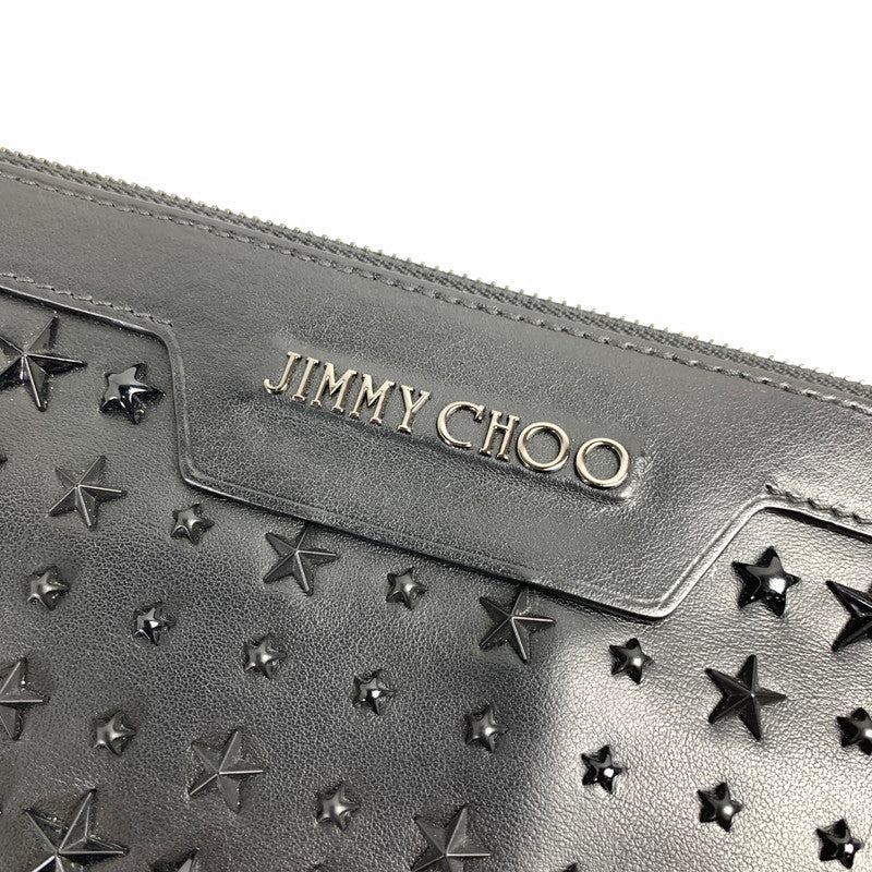 【中古品】【レディース】 JIMMY CHOO ジミーチュー DEREK BLACK 星スタッズ セカンドバッグ ※保存袋付き カバン ※スレ・汚れあり 180-260822-io-16-fuzh 万代Net店